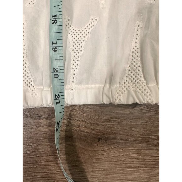 Karl Lagerfeld Paris Women's Eiffel Eyelet Cotton Blouse Soft White Size S - Picture 9 of 10